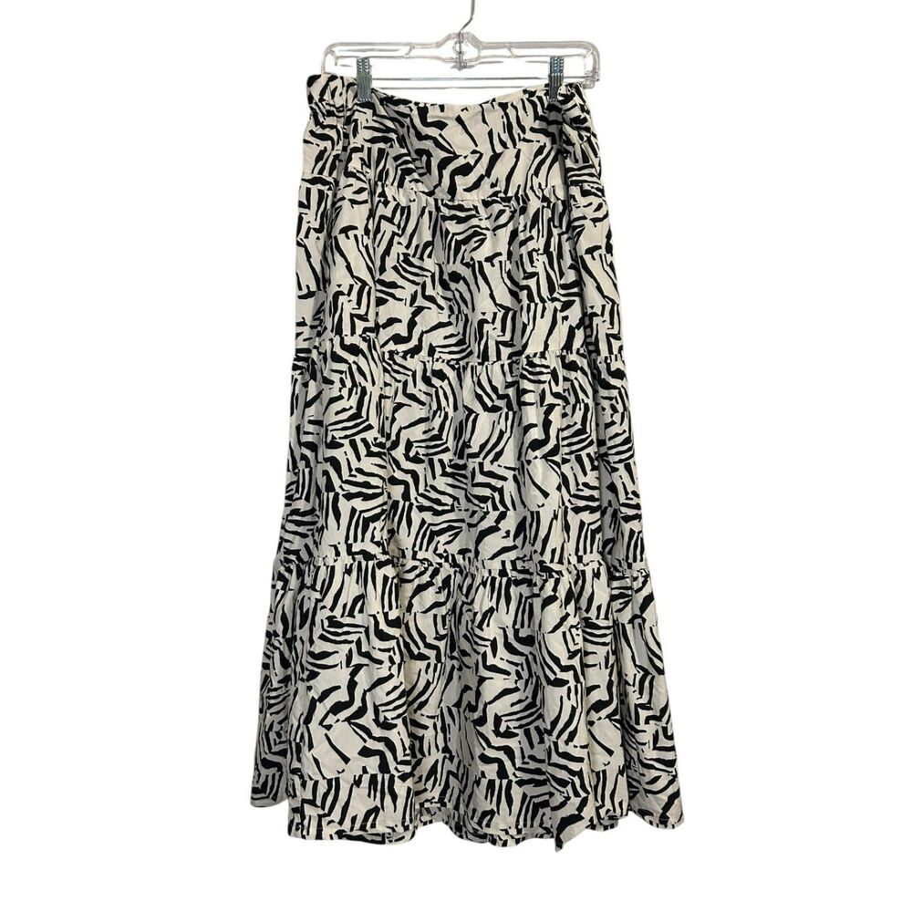 A New Day Black White Abstract Midi Skirt Size Large Boho Chic